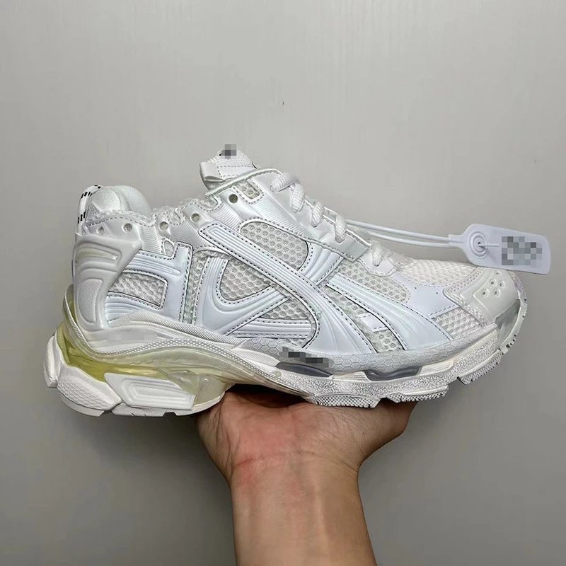 Unbranded Sneakers Chunky mesh-panel lace-up — All white