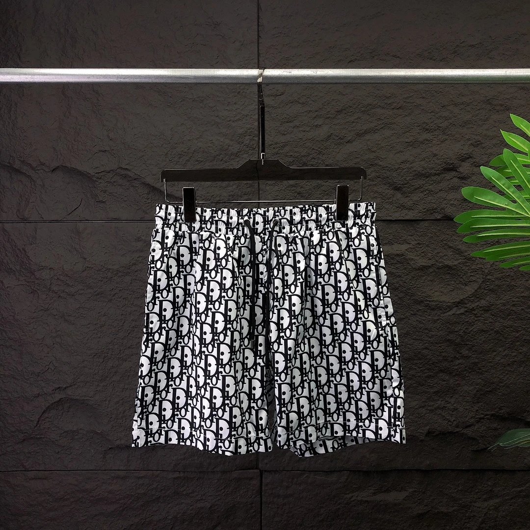 Dior Swimwear Oblique monogram drawstring swim shorts — Black and white