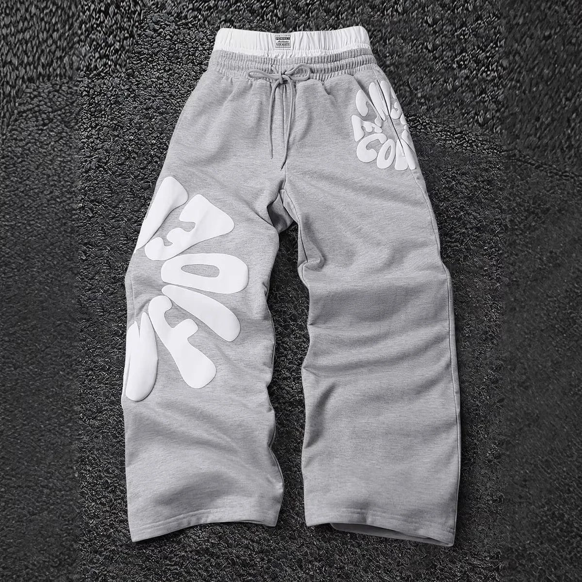 Unbranded Trousers Wide-leg drawstring with raised letter print product image