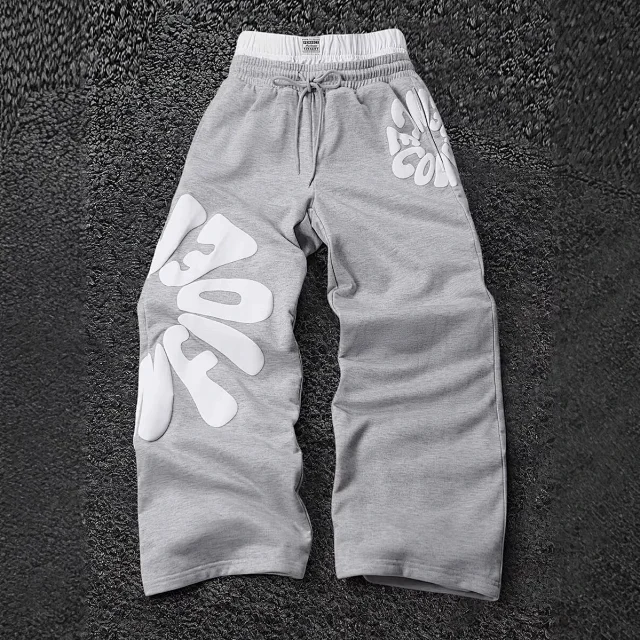 Unbranded Trousers Wide-leg drawstring with raised letter print product detail image 2