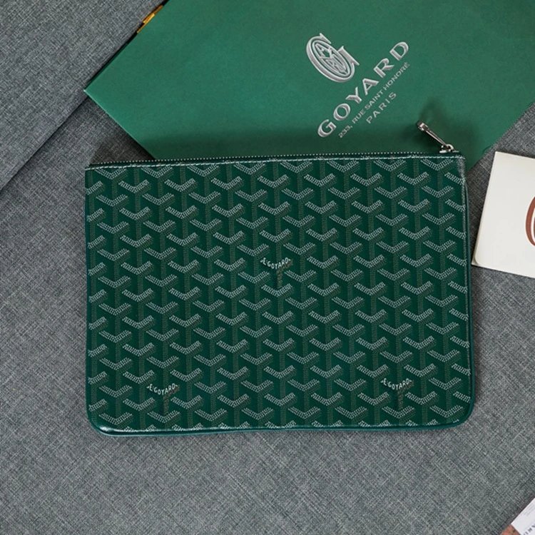 Goyard Wallets & Card Holders Chevron Monogram Zip Pouch — Green