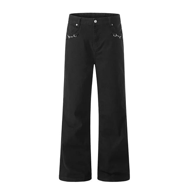 Unbranded Jeans K5621 bootcut with metal horsebit pocket details product detail image 9