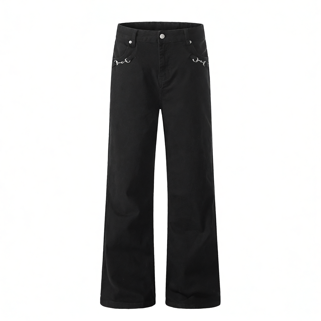 Unbranded Jeans K5621 bootcut with metal horsebit pocket details product image