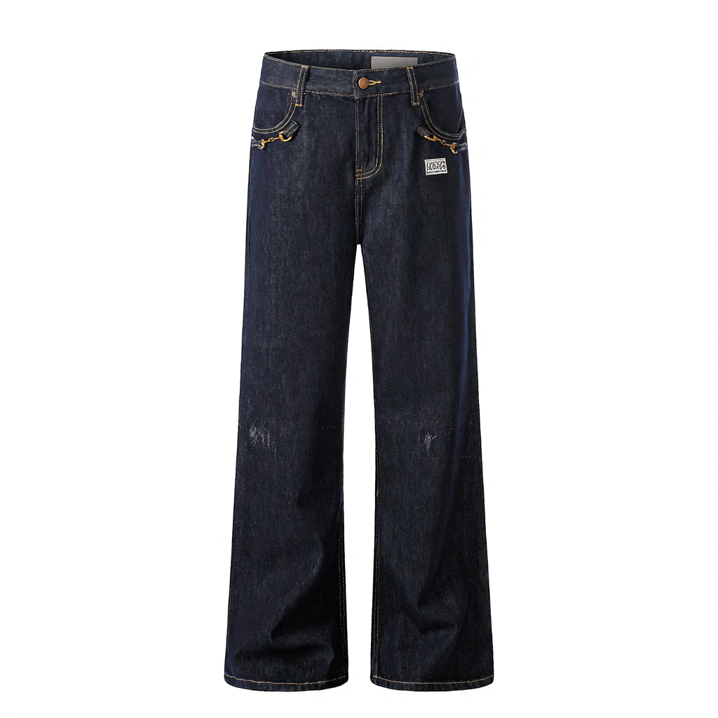 Unbranded Jeans K5621 bootcut with metal horsebit pocket details image 5