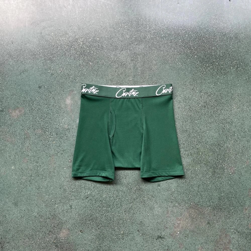 Corteiz Underwear Alcatraz Logo Boxer Briefs — Three items with a green star