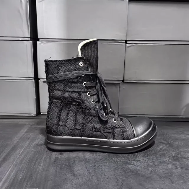 Unbranded Sneakers High-Top Distressed Canvas Lace-Up with Side Zipper product detail image 10