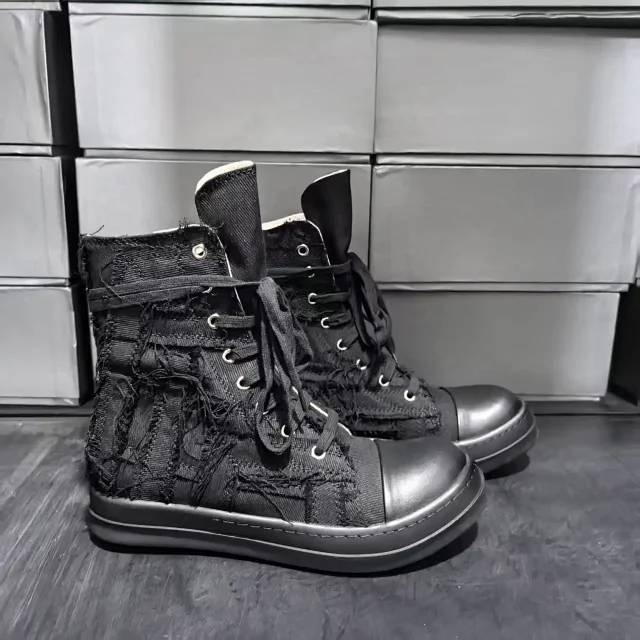 Unbranded Sneakers High-Top Distressed Canvas Lace-Up with Side Zipper product detail image 3