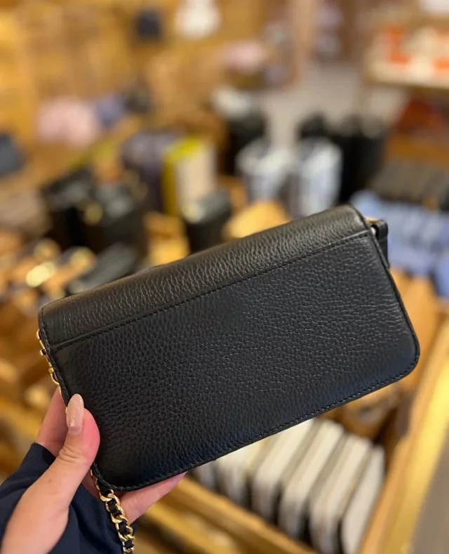 Tory Burch Crossbody Bags Small pebbled-leather flap bag with chain strap and Double T logo product detail image 6