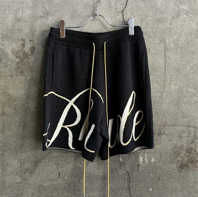 Rhude Shorts Logo-Print Drawstring — H8072 Black