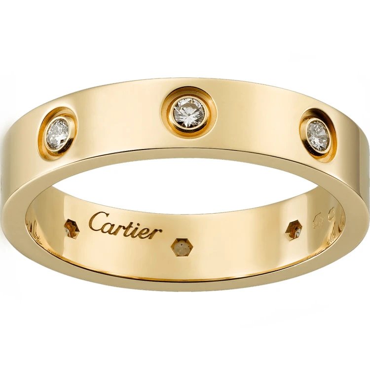 Cartier Jewelry Love screw-motif ring — Narrow Version 6 Drill (Gold)