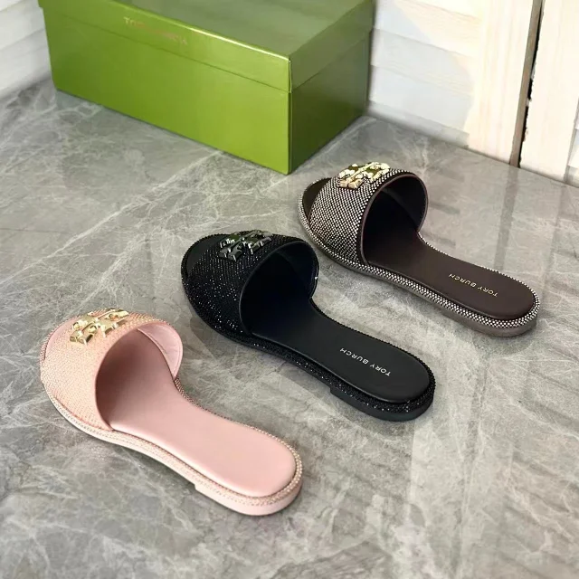 Tory Burch Sandals Rhinestone slide with Double T logo hardware product detail image 4