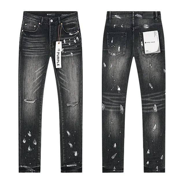 PURPLE BRAND Jeans Distressed and paint-splatter denim product detail image 7