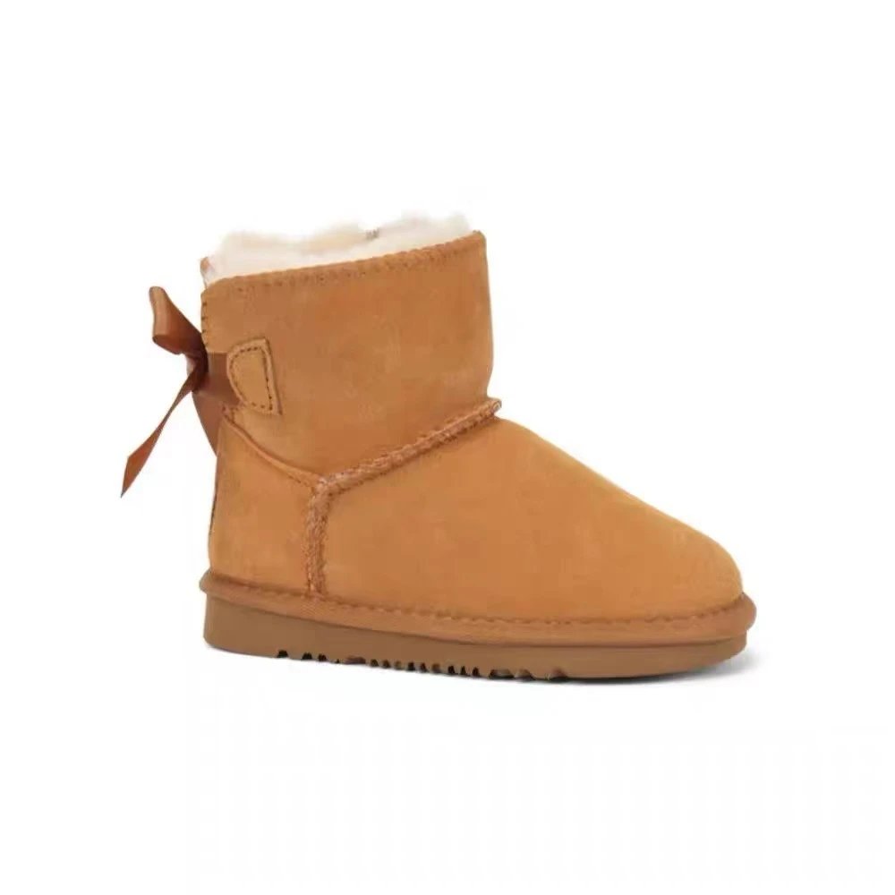 Unbranded Boots Faux-Fur Trim Bow Ankle Snow image 4