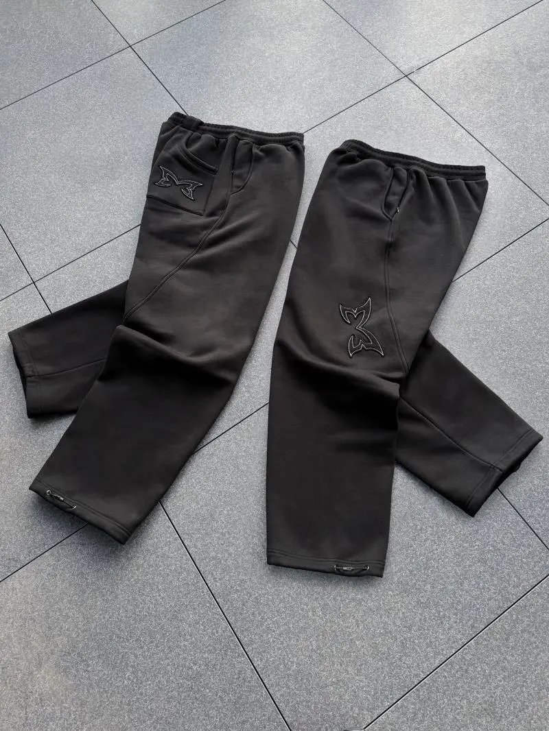 Unbranded Shorts Embroidered Letter Sweat with Contrast Pocket Inserts — New Embroidered Black/Trousers