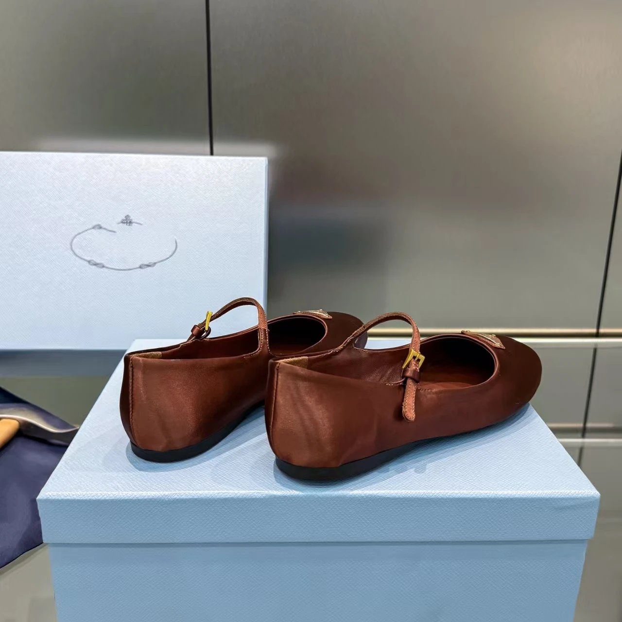 Prada Casual Shoes Mary Jane ballet flats with triangle logo plaque — 05