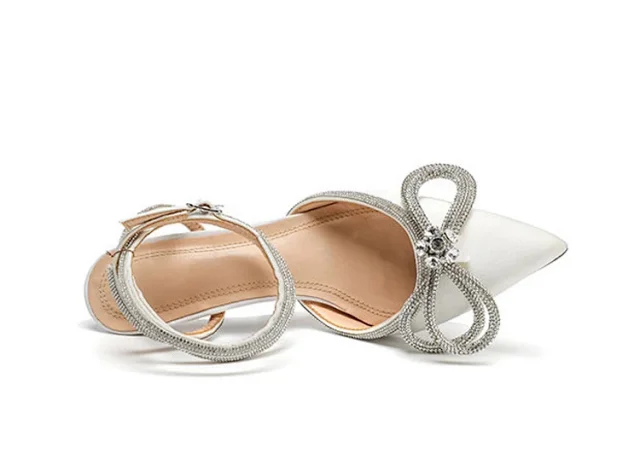 Unbranded High Heels Pointed-Toe Rhinestone Bow Ankle-Strap Stiletto Sandals product detail image 28
