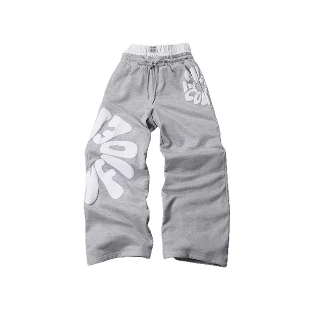 Unbranded Trousers Wide-leg drawstring with raised letter print product detail image 5
