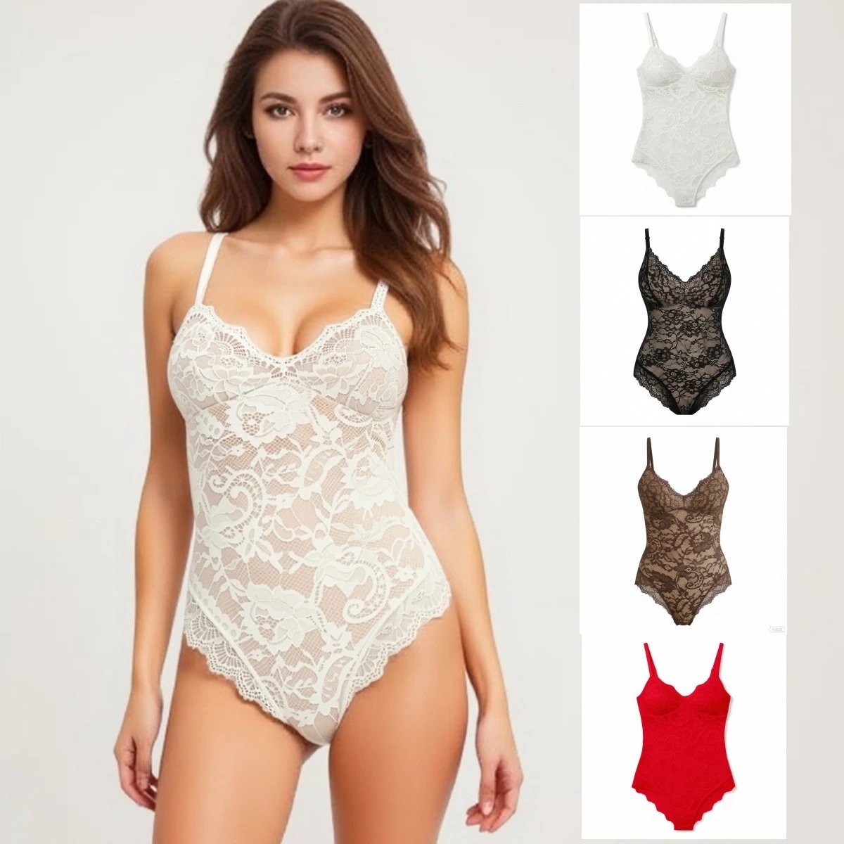 Unbranded Underwear Lace bodysuit with adjustable spaghetti straps product image