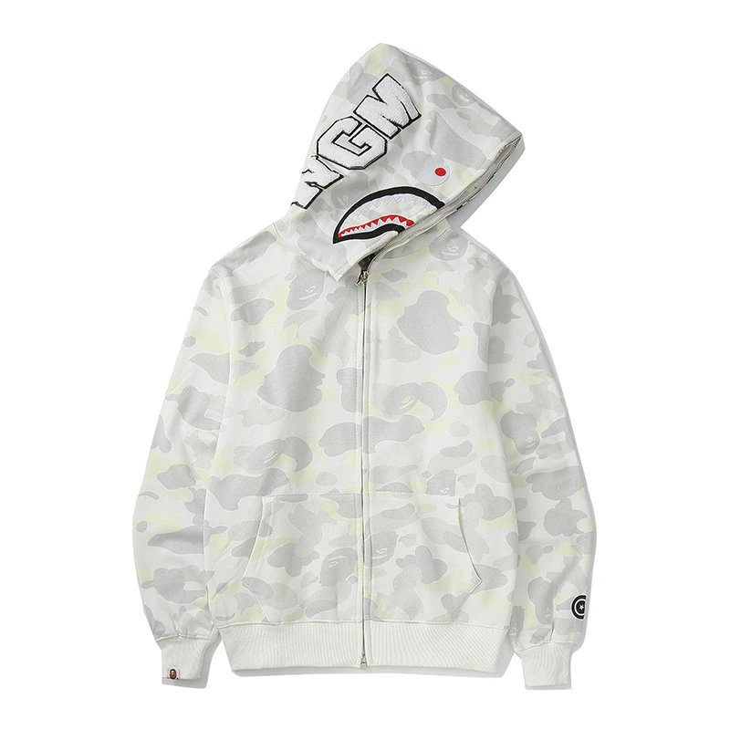 A Bathing Ape Hoodies & Sweatshirts Shark-hood full-zip hoodie with contrast stripe sleeves — 13