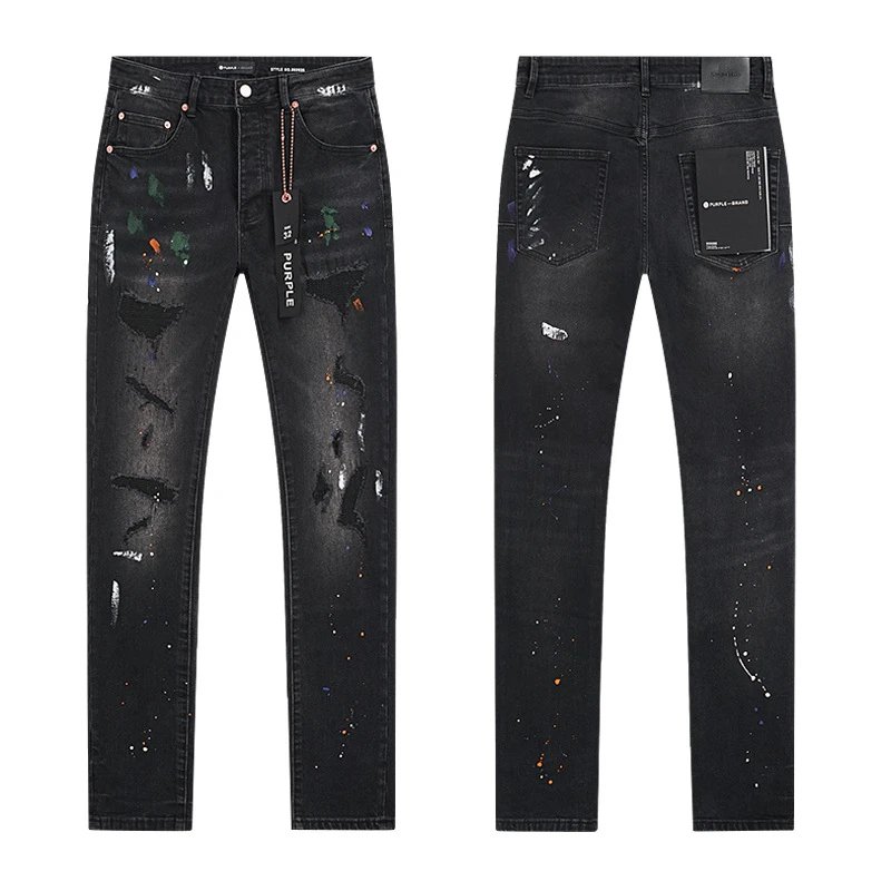 PURPLE BRAND Jeans Distressed and paint-splatter denim — PU168