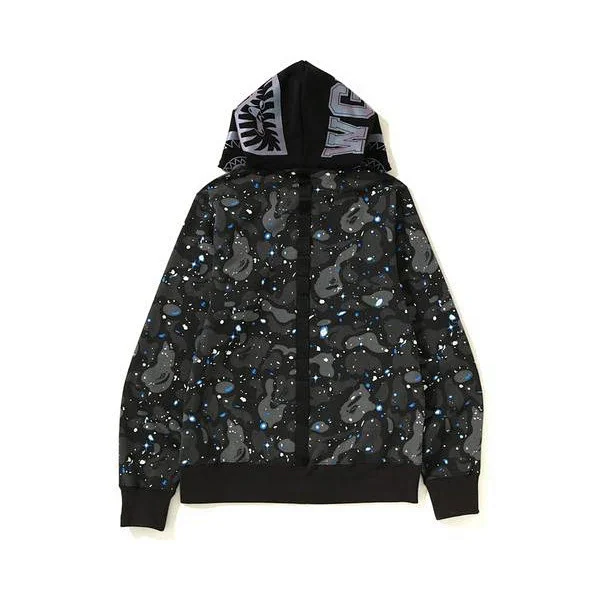 A Bathing Ape Hoodies & Sweatshirts Shark-hood full-zip hoodie with contrast stripe sleeves product detail image 18