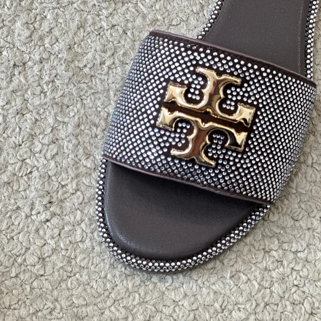 Tory Burch Sandals Rhinestone slide with Double T logo hardware product detail image 18