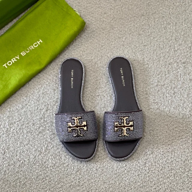 Tory Burch Sandals Rhinestone slide with Double T logo hardware product detail image 11