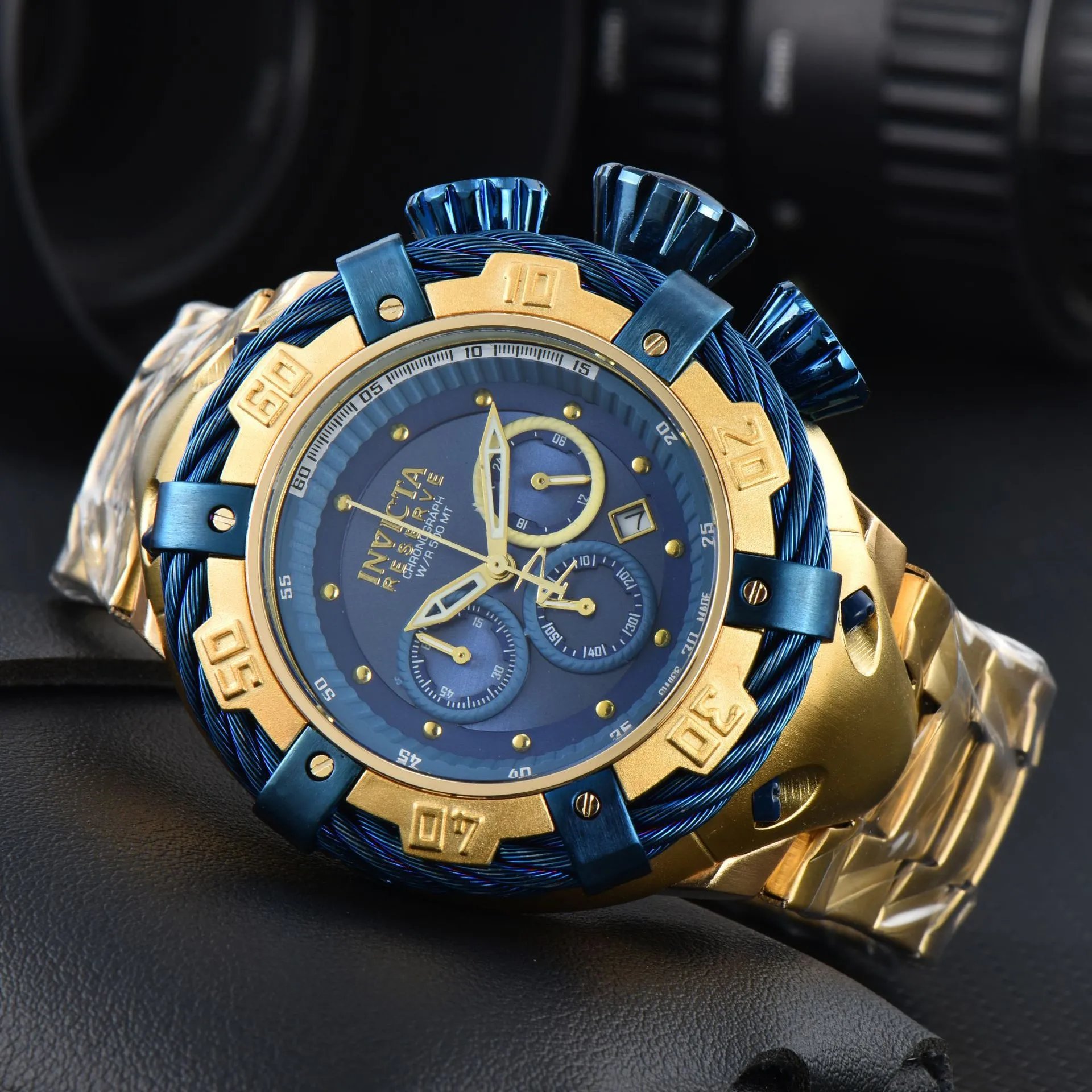 Invicta Watches Oversized Cable-Bezel Chronograph Watch — 4