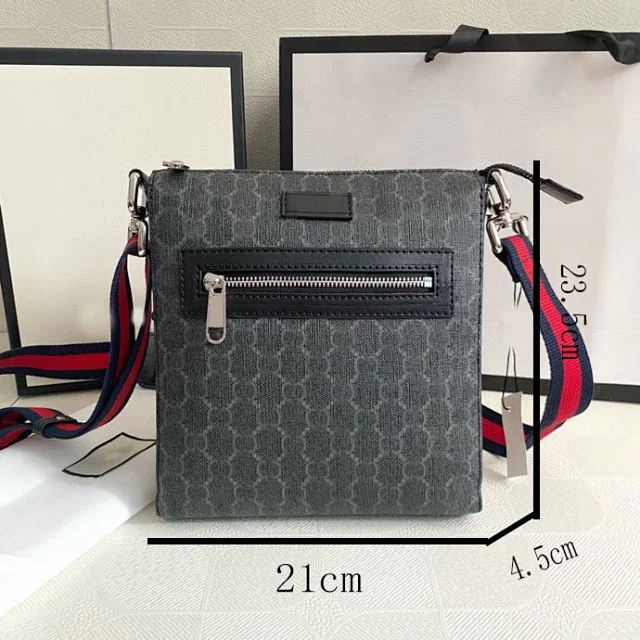 Unbranded Crossbody Bags Monogram-Pattern Bag with Front Zip Pocket and Striped Strap product detail image 2