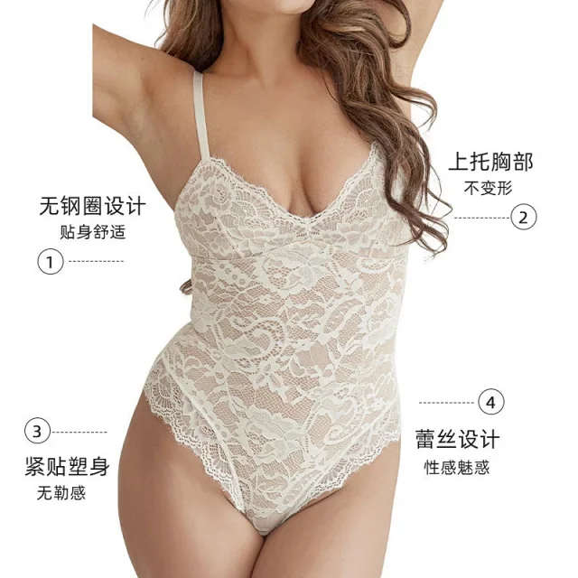 Unbranded Underwear Lace bodysuit with adjustable spaghetti straps product detail image 12