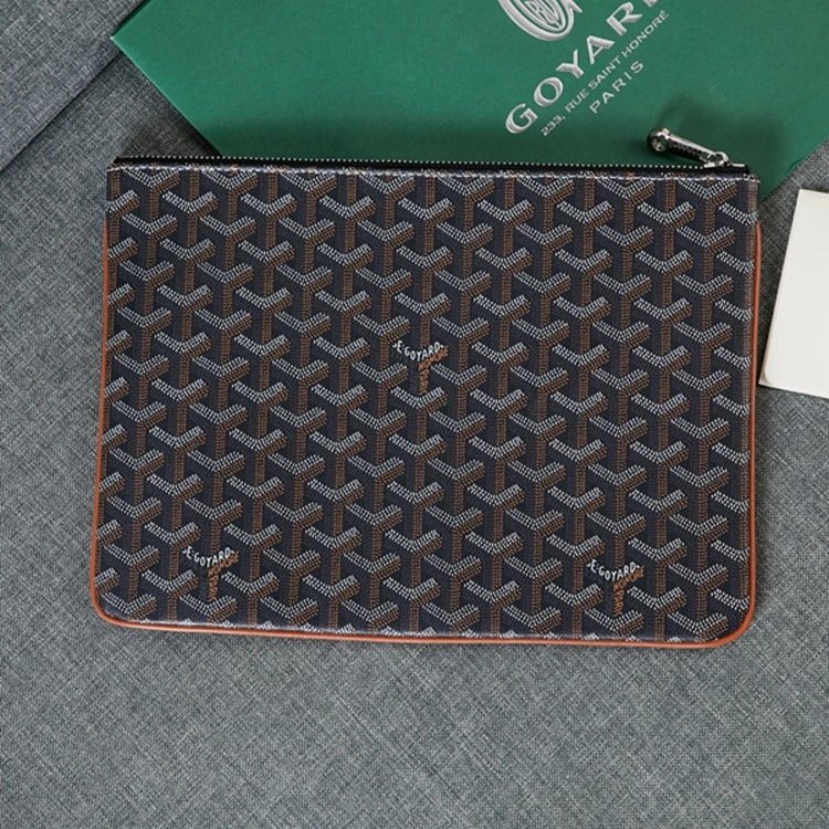 Goyard Wallets & Card Holders Chevron Monogram Zip Pouch — Black with taupe