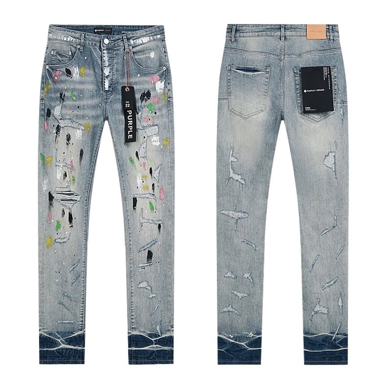 PURPLE BRAND Jeans Distressed and paint-splatter denim — PU159