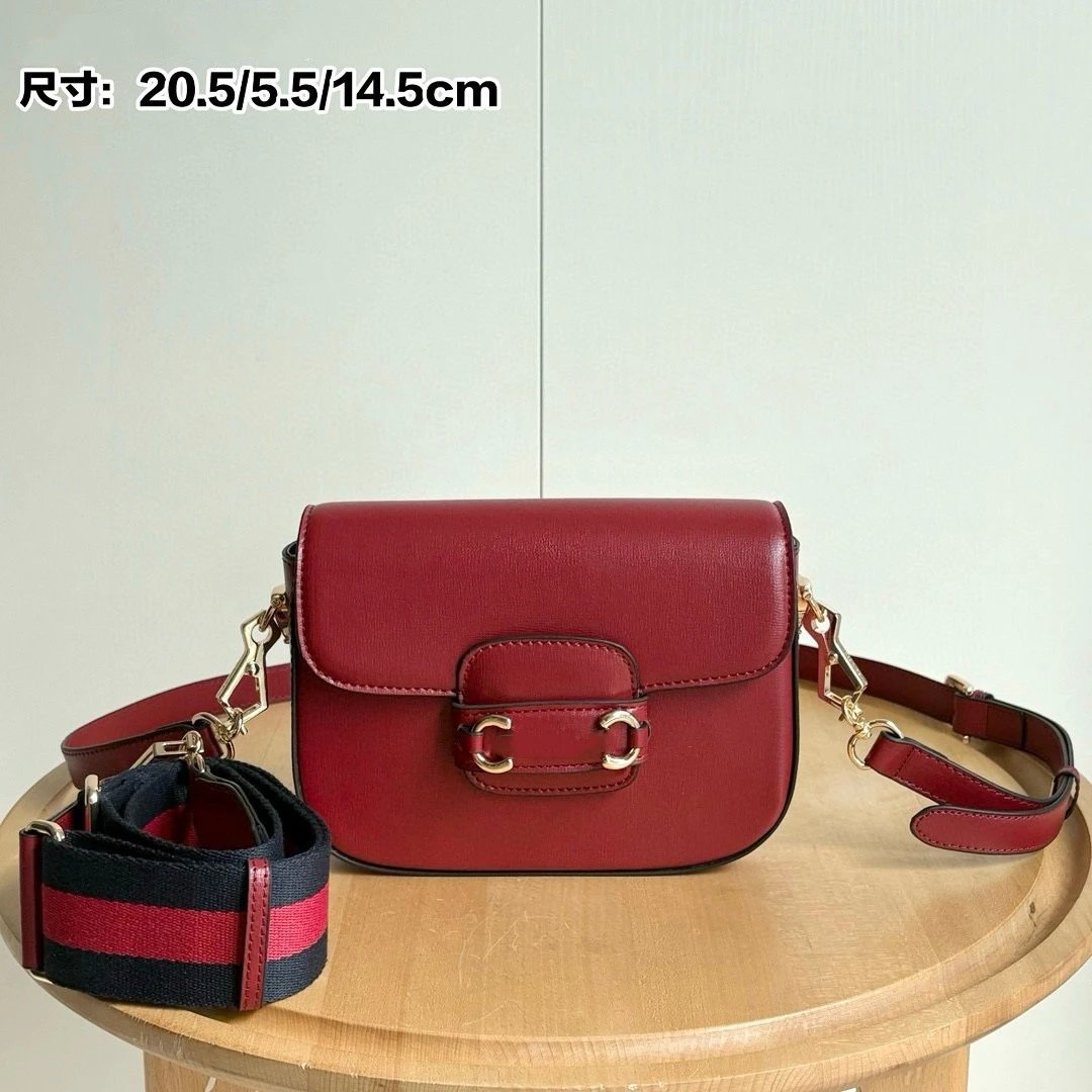 Gucci Crossbody Bags Horsebit 1955 saddle bag — red full leather