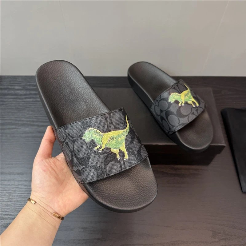 Coach Slippers Monogram Print Slide — Dinosaur pattern