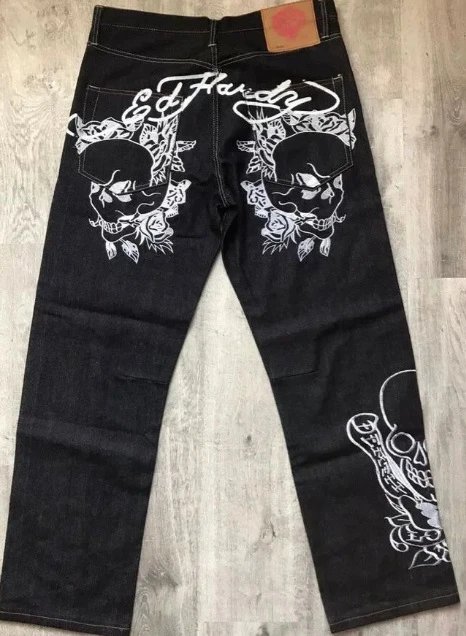 Ed Hardy Jeans Graphic-Print Loose-Fit — N58 black