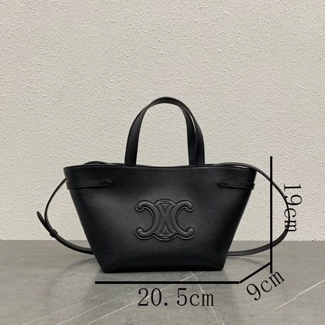 Celine Handbags Triomphe embossed mini tote bag with shoulder strap product detail image 1