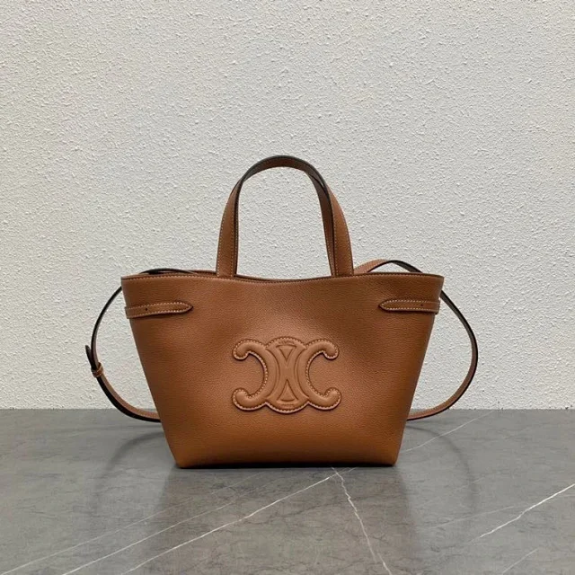 Celine Handbags Triomphe embossed mini tote bag with shoulder strap product detail image 2