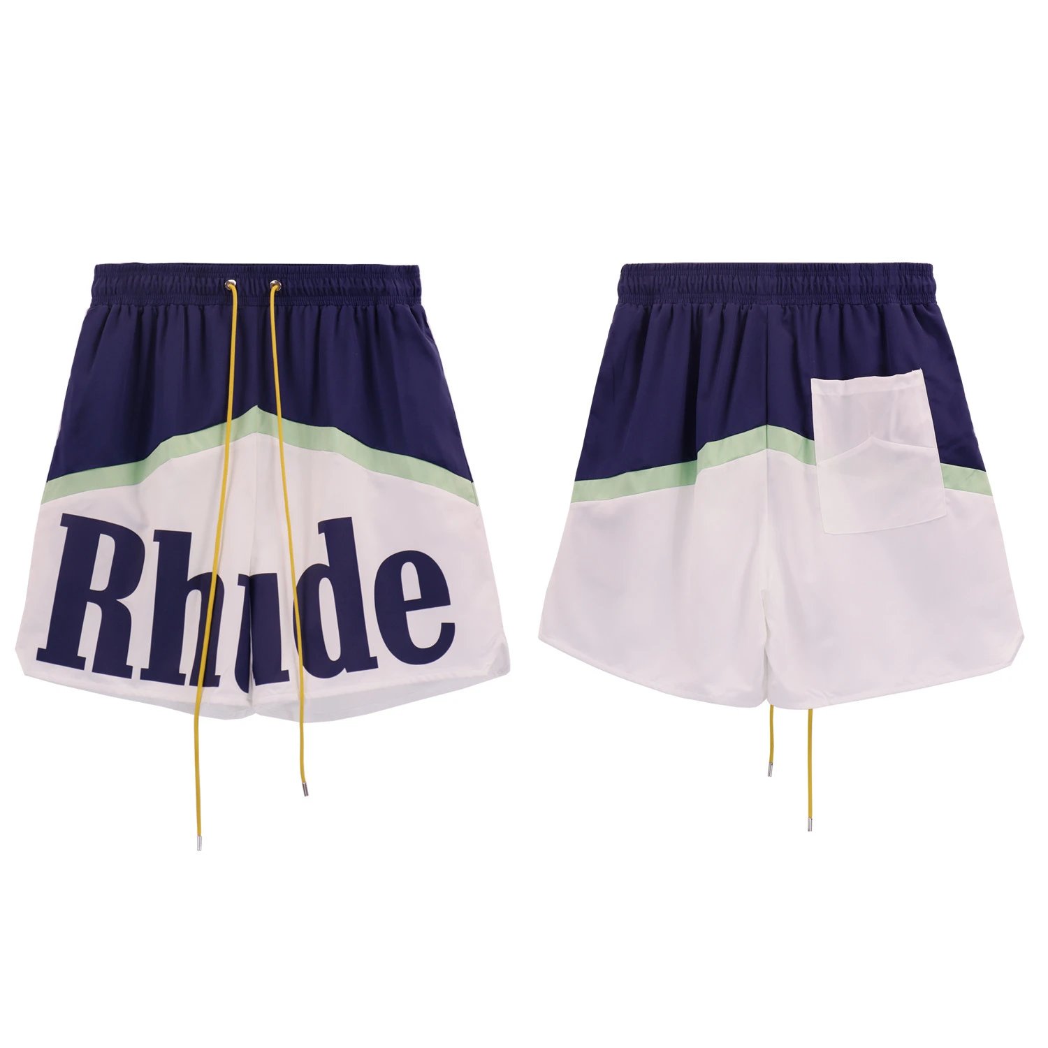 Rhude Shorts Logo-Print Drawstring — 8610 Sapphire Blue/White