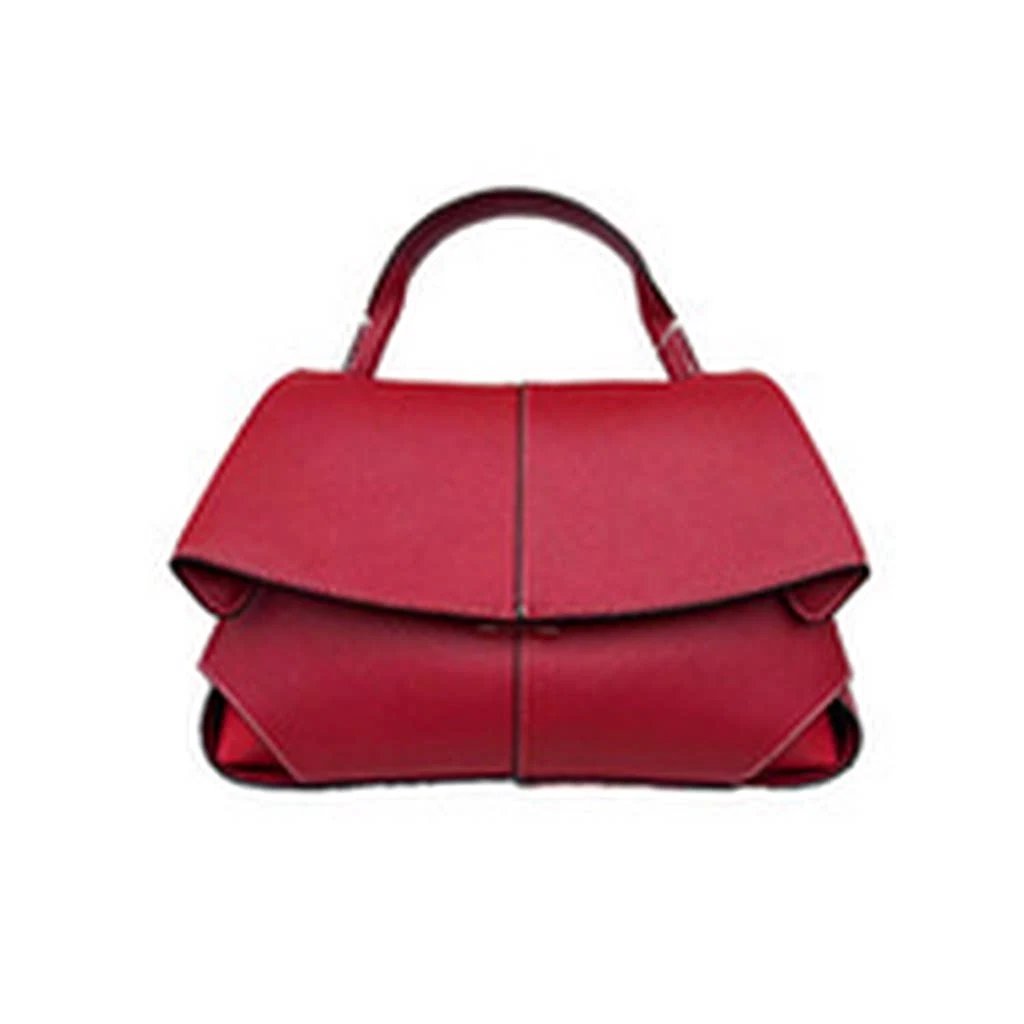 Polène Handbags Top-handle flap bag with pleated side panels — Lucky Red [In Stock, Ships Immediately]