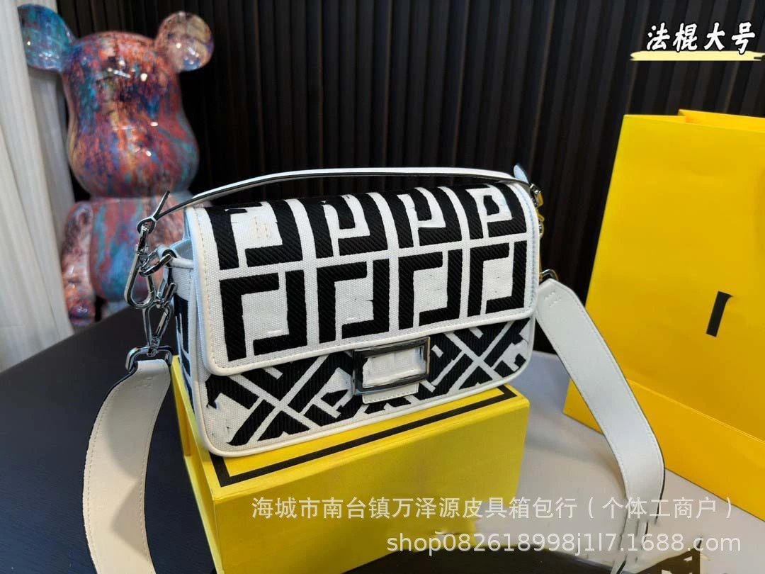 Unbranded Crossbody Bags Embroidered geometric flap bag — Black and white