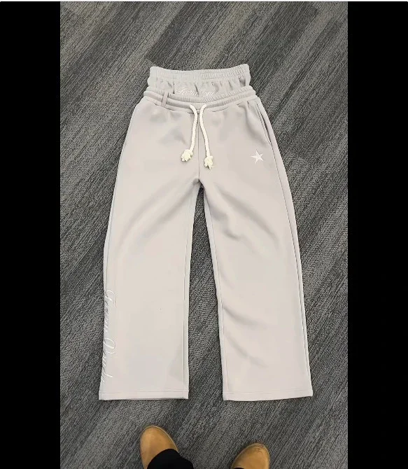 Palm Angels Trousers Double-waistband wide-leg sweatpants with star embroidery product detail image 5