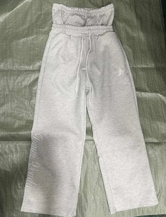 Palm Angels Trousers Double-waistband wide-leg sweatpants with star embroidery product detail image 24