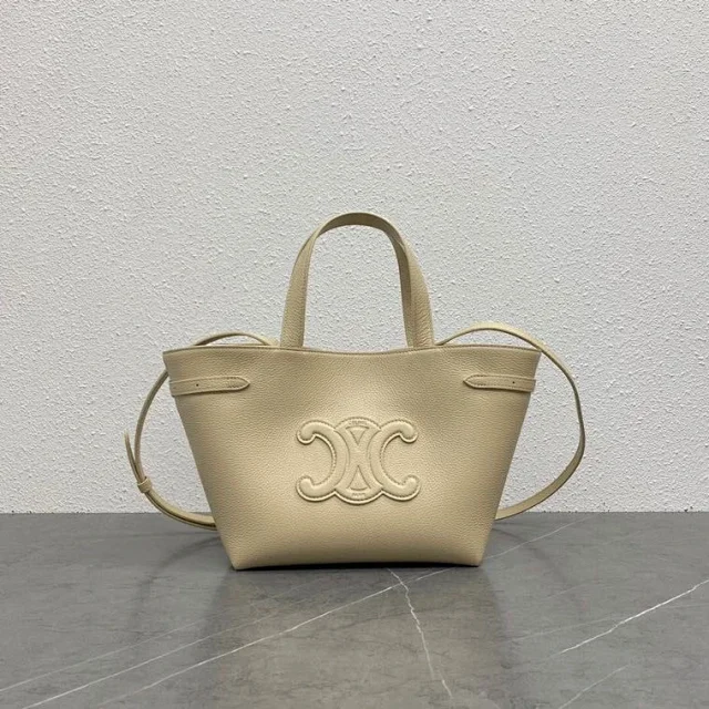 Celine Handbags Triomphe embossed mini tote bag with shoulder strap product detail image 3