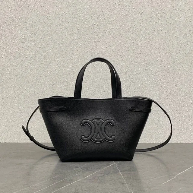 Celine Handbags Triomphe embossed mini tote bag with shoulder strap product detail image 4