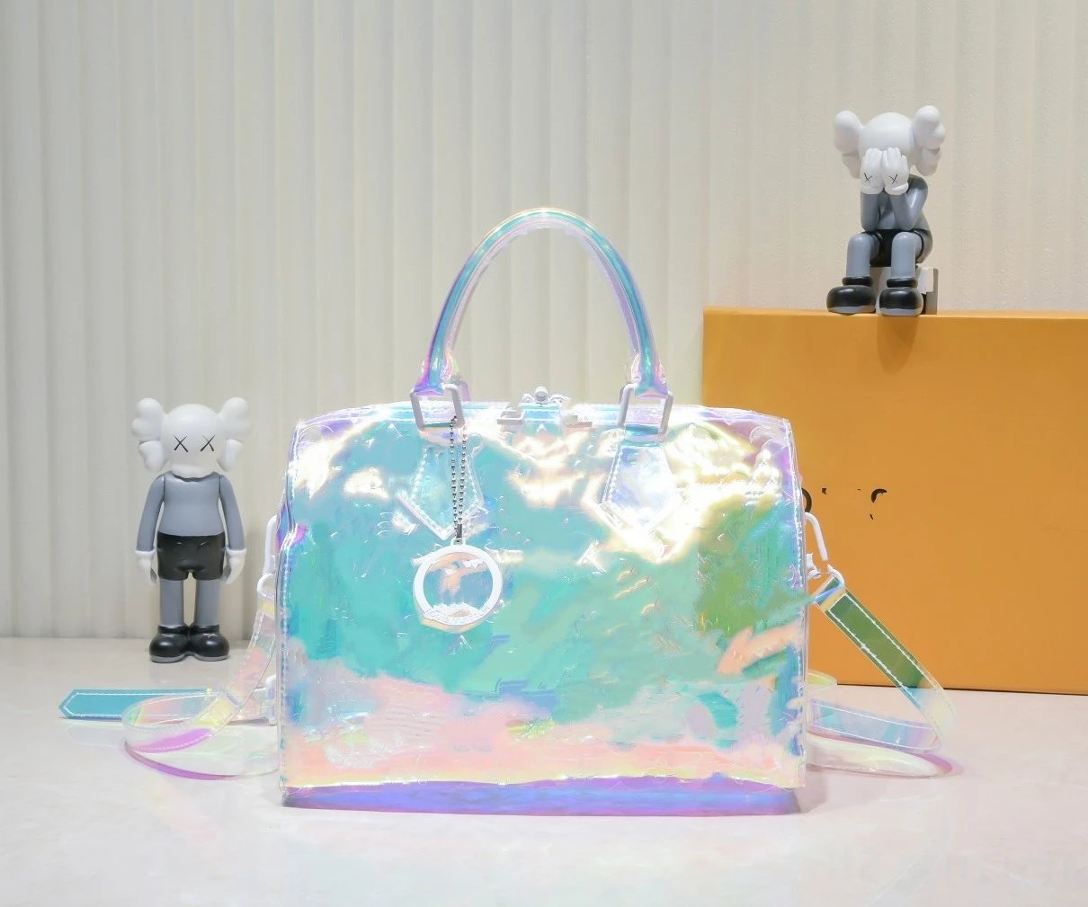 Louis Vuitton Handbags Transparent iridescent monogram top-handle handbag with shoulder strap — 40390