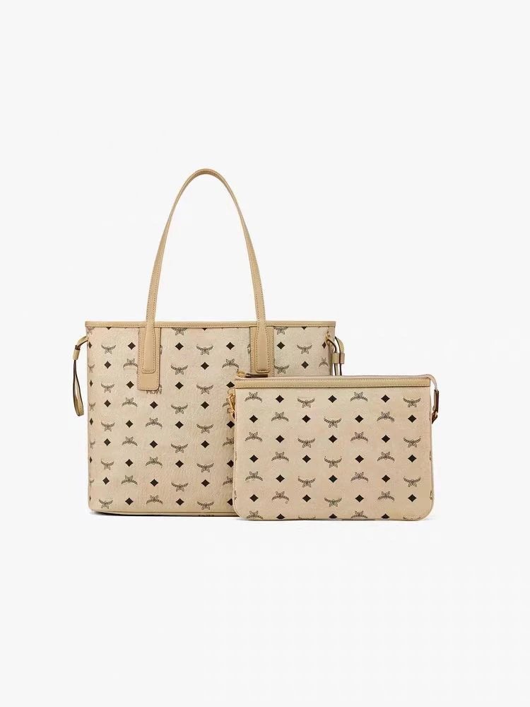MCM Handbags Visetos tote with detachable pouch — Highest version off-white