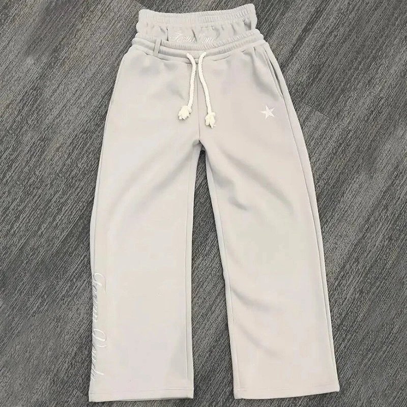 Palm Angels Trousers Double-waistband wide-leg sweatpants with star embroidery product image