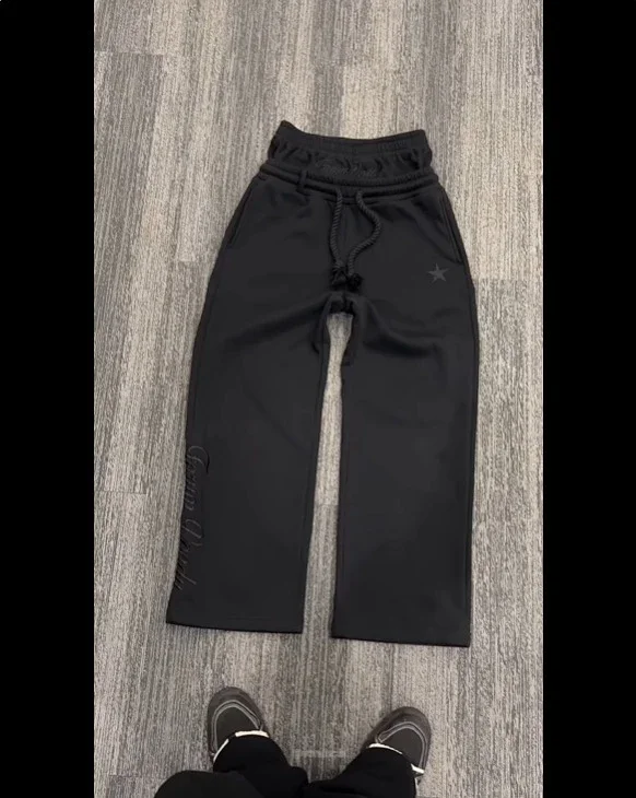 Palm Angels Trousers Double-waistband wide-leg sweatpants with star embroidery product detail image 7