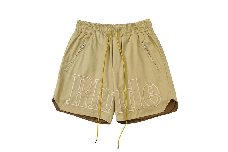 Rhude Shorts Logo-Print Drawstring — K8005 Khaki