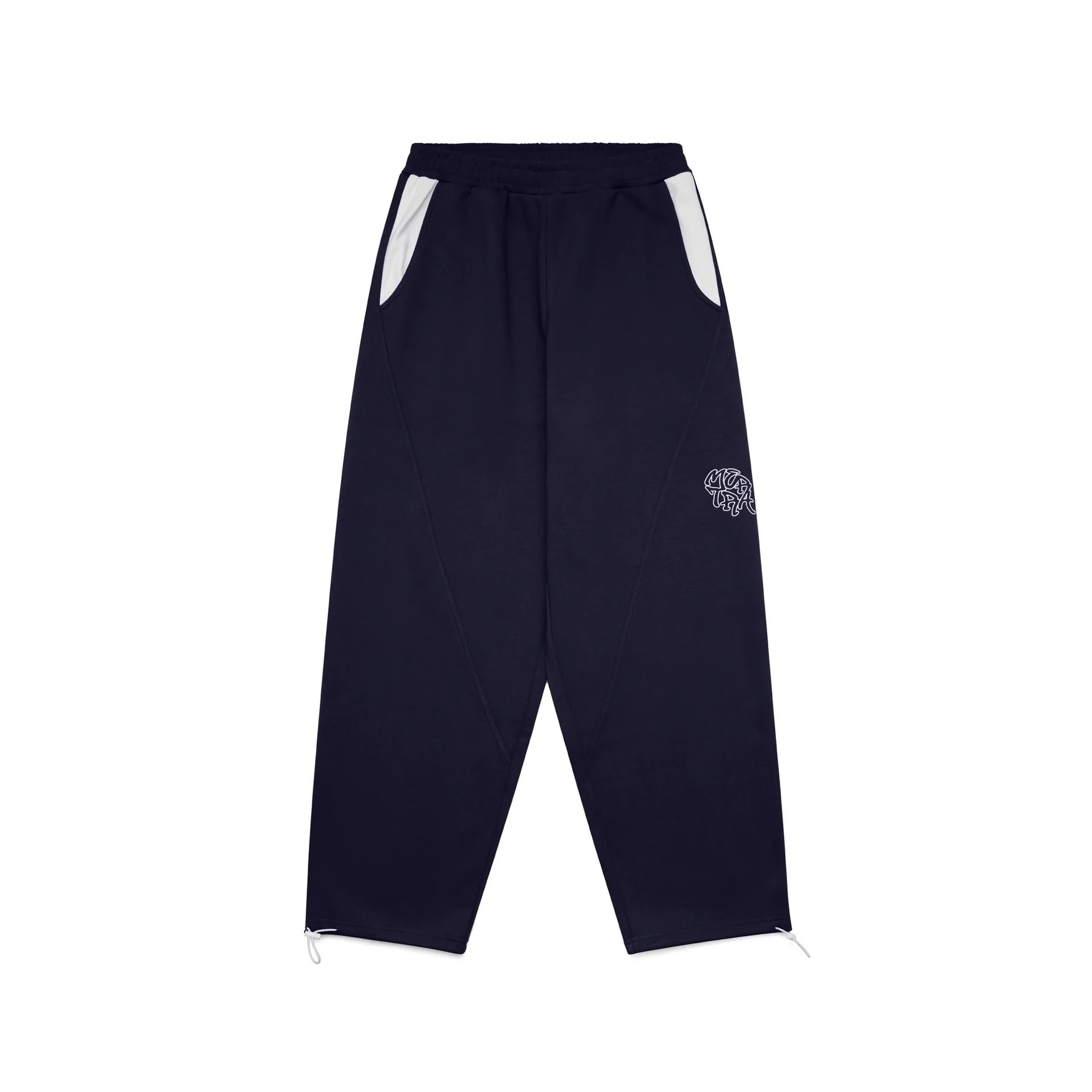Unbranded Shorts Embroidered Letter Sweat with Contrast Pocket Inserts — Dark blue with white/trousers